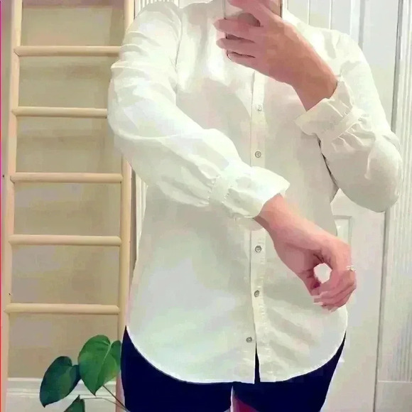 COPY - Cremieux No Collar White Button Down Shirt with ruffled sleeves Women XS - Picture 8 of 11